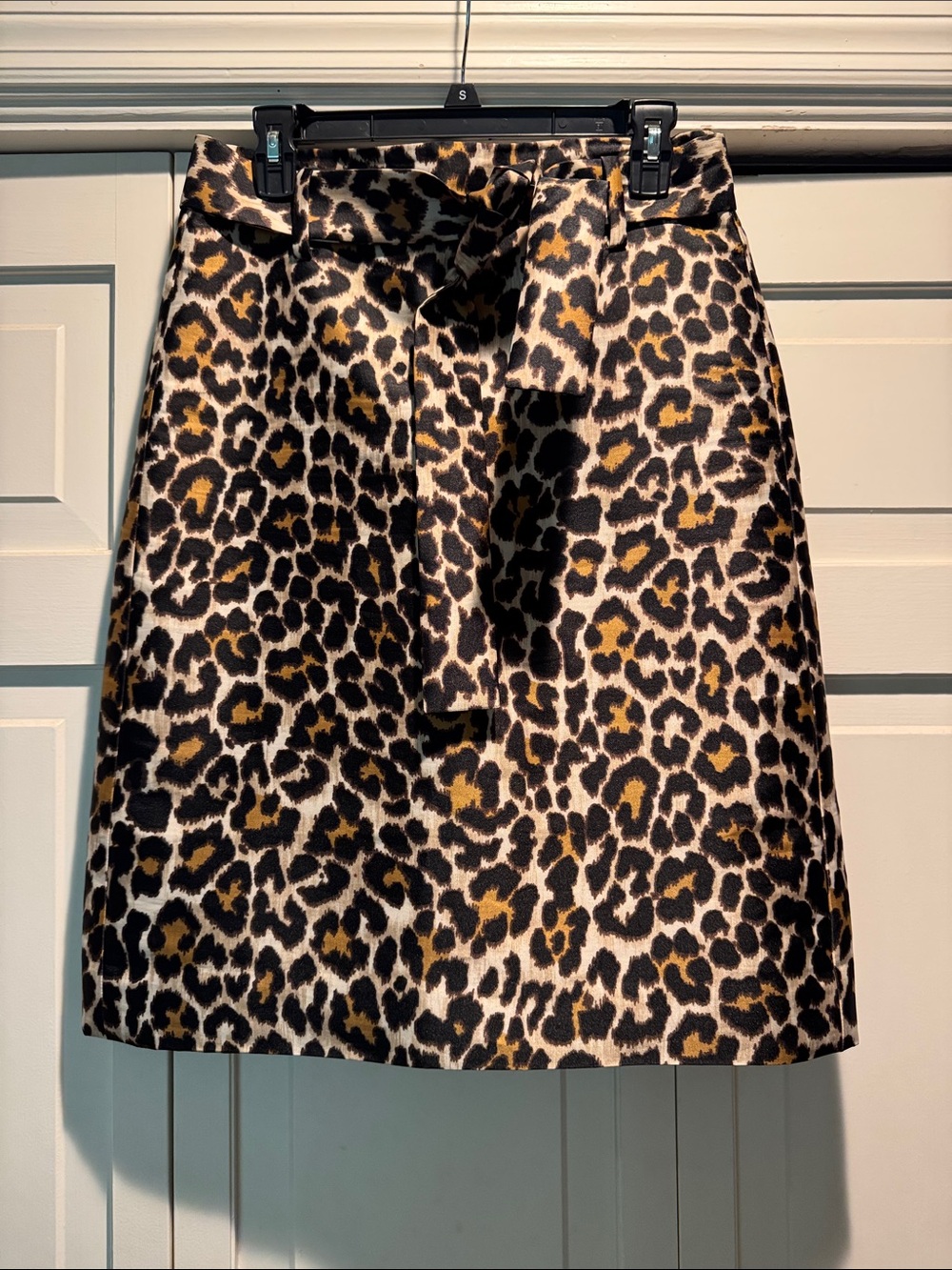 J. Crew Leopard Print A-Line Skirt in Black, Brown & Cream